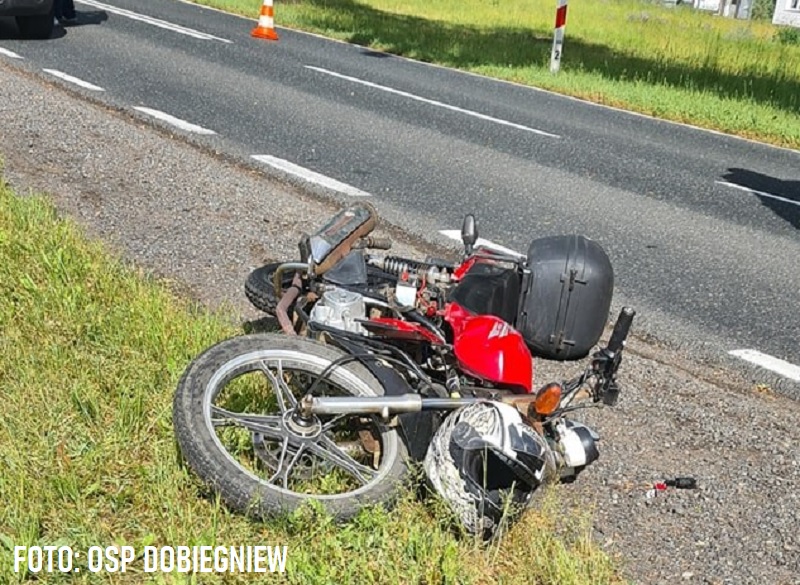 Potrącenie motocyklistki na DK22 w Dobiegniewie.