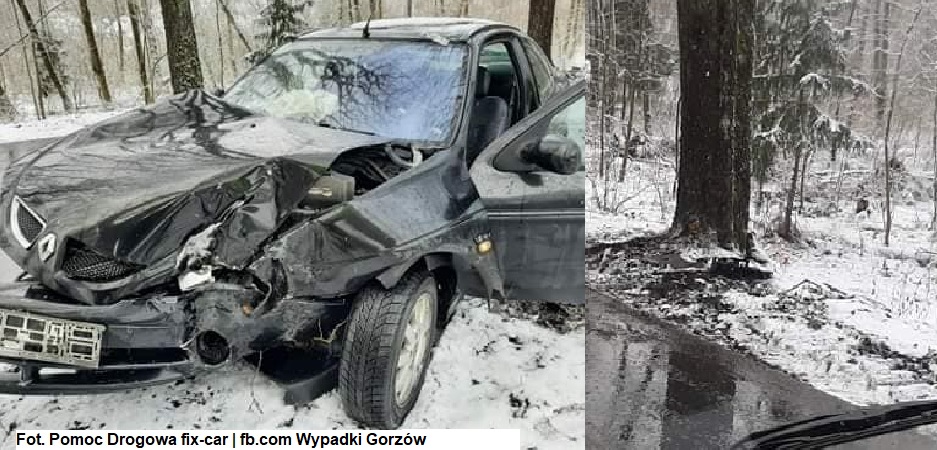 Wypadek na trasie Przyłęg - Górki Noteckie. Samochód uderzył w drzewo...