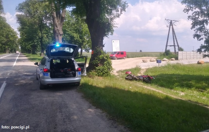 Wypadek na DK 22 w okolicach Różanek. Motocyklista zderzył się z samochodem....